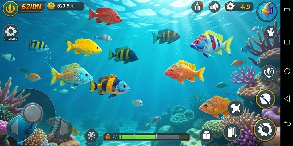 Tampilan gameplay menembak ikan yang seru dan penuh aksi.
