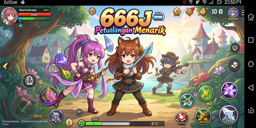 Tampilan gameplay menarik dengan karakter anime ikonik.
