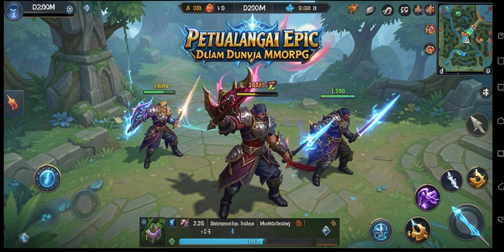 Screenshot D200M menampilkan aksi seru dalam pertempuran MMORPG.
