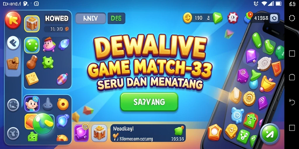 Gameplay DEWALIVE yang seru dan penuh warna dalam match-3.