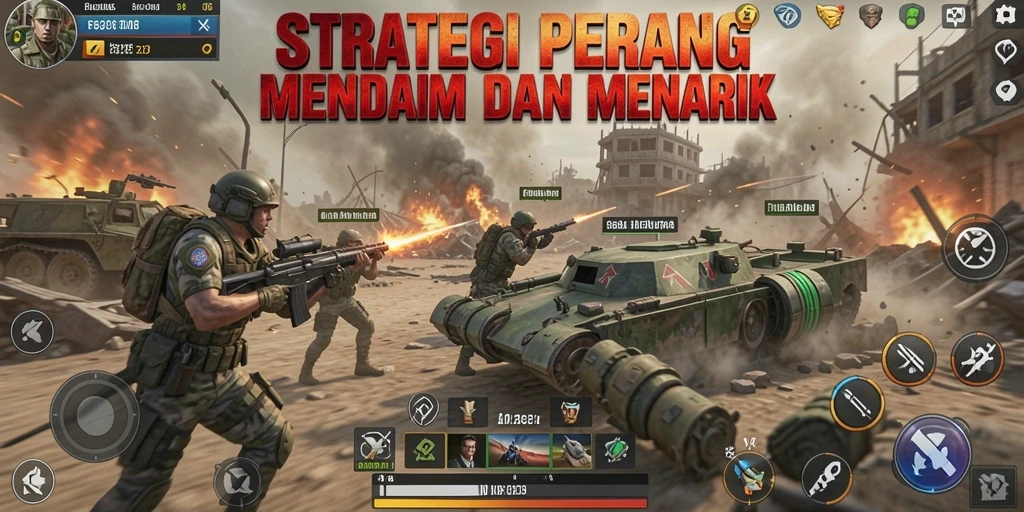 Screenshot gameplay F32 menunjukkan pertempuran strategi yang intens dan mendebarkan.