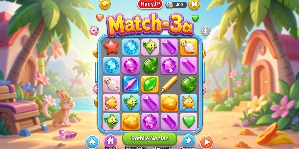 Tampilan screenshot menunjukkan keseruan gameplay Match-3.