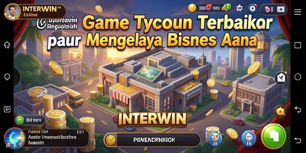 Tangkapan layar dari gameplay INTERWIN yang menunjukkan manajemen bisnis.