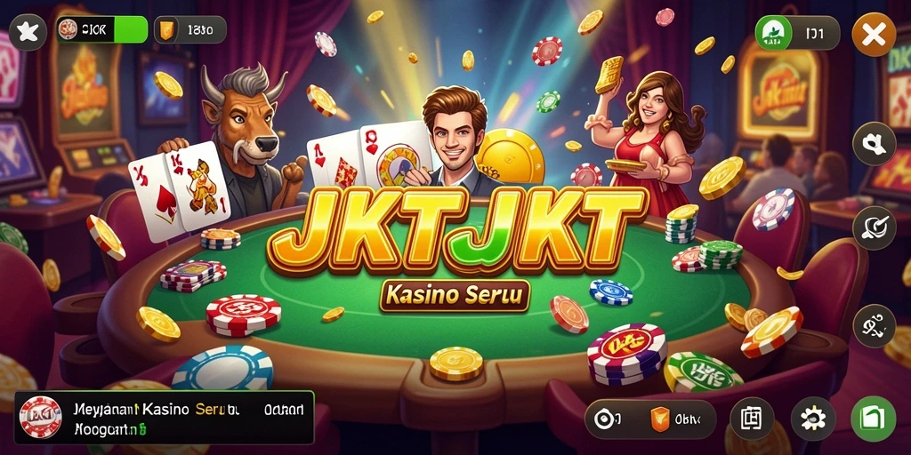 Tampilan gameplay menarik dari aplikasi JKTJKT yang memperlihatkan keseruan kasino.