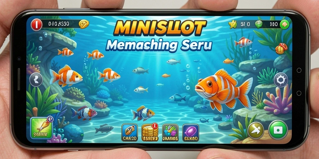 Gameplay MINISLOT yang menarik saat Anda memancing ikan besar.