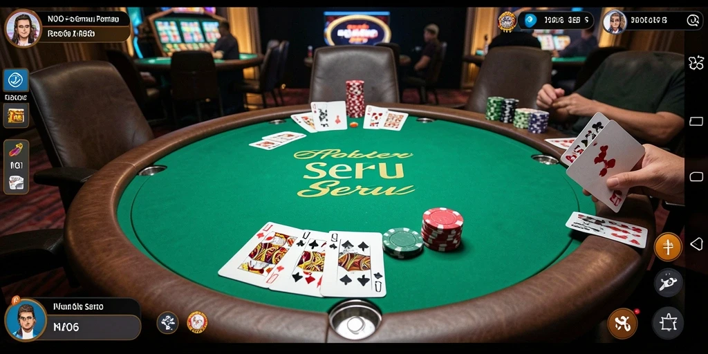Screenshot gameplay N06 yang menunjukkan aksi Poker yang mendebarkan.