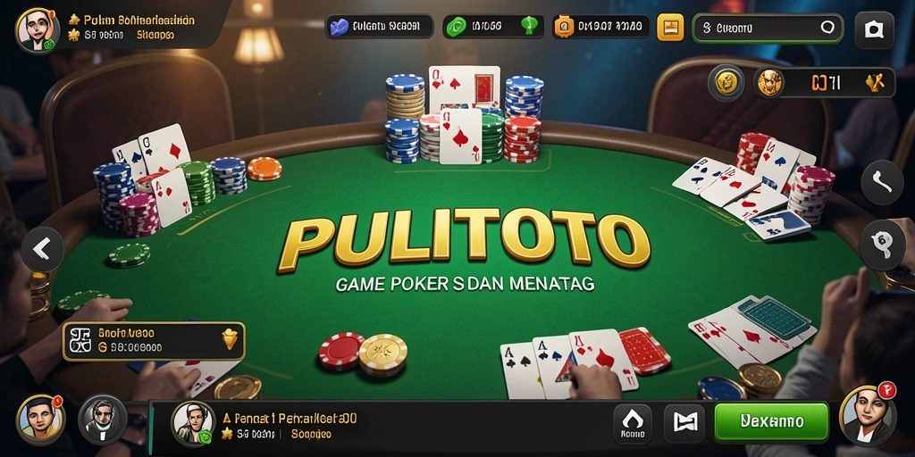 Screenshot gameplay PULITOTO dengan suasana poker yang mendebarkan.