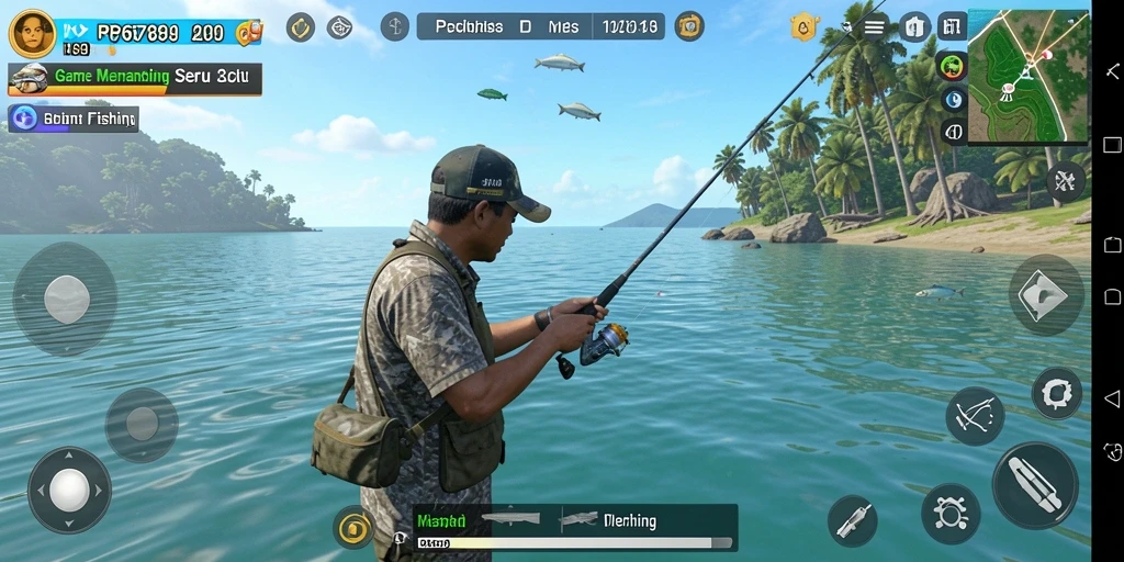Screenshot gameplay RP6789 menampilkan aksi memancing yang seru dan menarik.