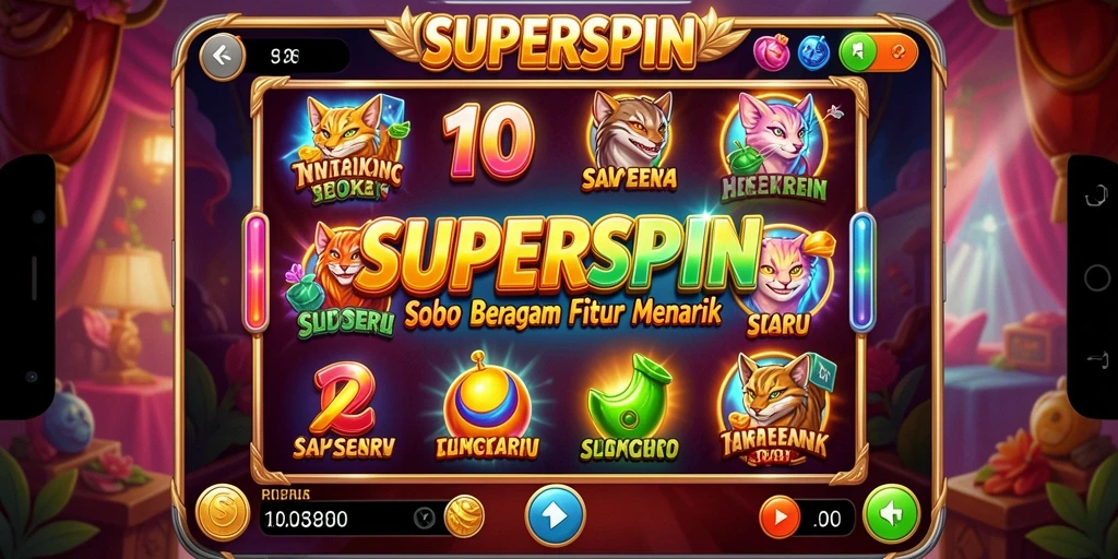 Tampilan seru dari gameplay <strong>SUPERSPIN</strong> yang penuh warna.