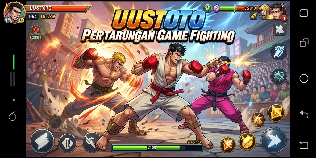 Gameplay seru UUSTOTO dengan pertarungan intens dan karakter unik.
