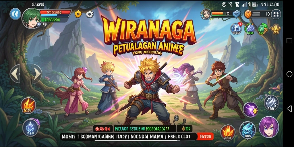 Tangkapan layar gameplay WIRANAGA dengan aksi seru karakter Anime.